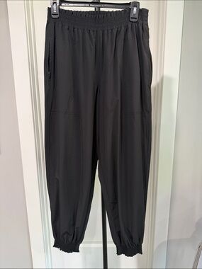Black Elastic-Waist Jogger Pants